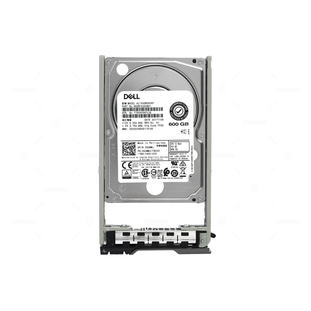G3MWJ DELL HDD 600GB 10K SAS 12G 2.5" SFF FOR DELL POWEREDGE R730 G13
